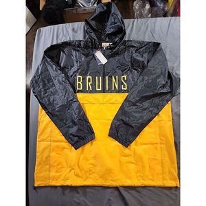Black Boston Bruins Big‎ & Tall Anorak Half-Zip Pullover Hoodie 5XLT Fanatics